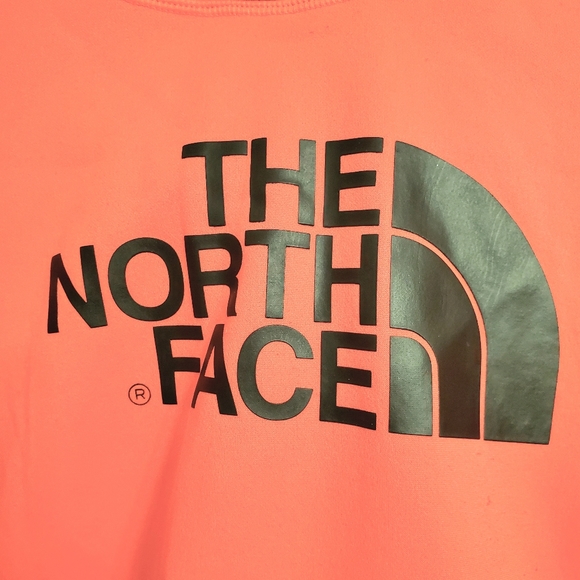 The North Face Hoodie Size Medium Black Logo Print Pink/Orange Sweatshirt Neon - Picture 3 of 12